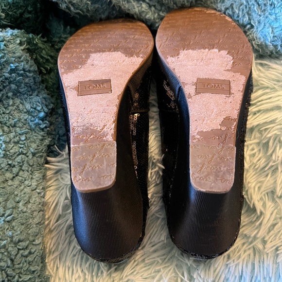 TOMS Black sequins peep-toe wedge **RETIRED** - Picture 7 of 7